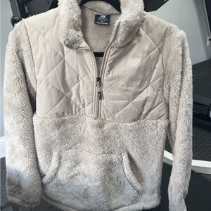 New Balance Cream Teddy Jacket Half-Zip Fleece